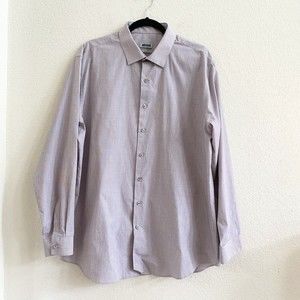 Unlisted Kenneth Cole Mens Shirt Size XL 17 1/2  34 Maroon Slim‎ Fit Long Sleeve